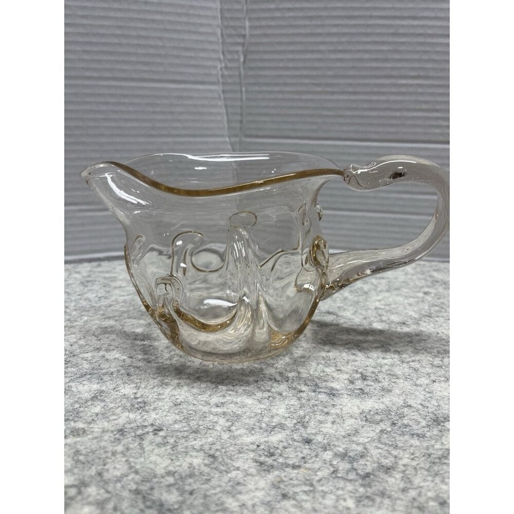 Vintage Indiana Glass Teardrop Clear Crystal Pitcher Pressed 4.5" Tall